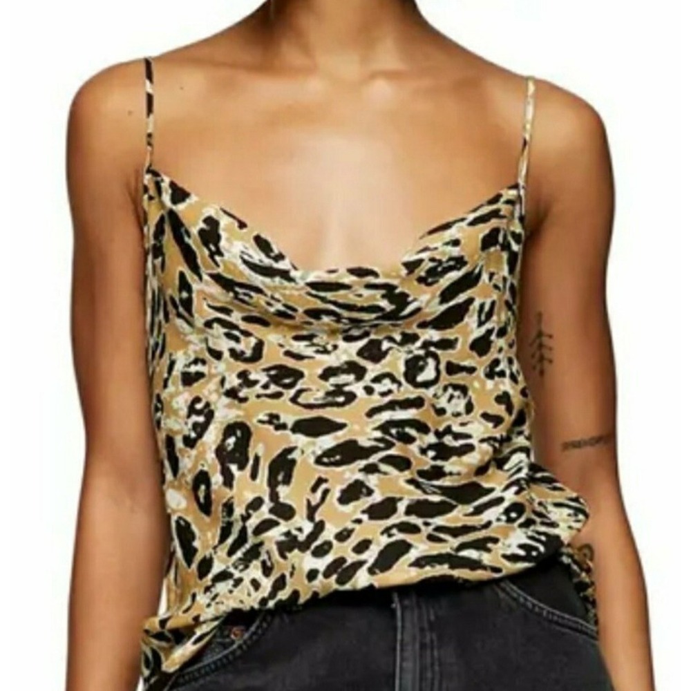 Top Shop Cowl Neck Animal Print Camisole Size 8